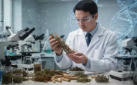 Ein Forscher in einem Laborkittel untersucht traditionelle chinesische Heilkräuter mit wissenschaftlichen Geräten im Hintergrund. - Foto: über boerse-global.de