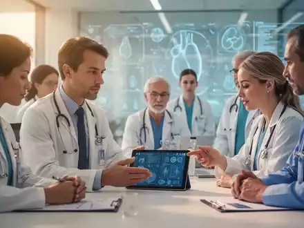 Ärzte diskutieren über digitale Gesundheitsdaten, eine Metapher für Arbeitsmedizin und technologischen Wandel. - Foto: über boerse-global.de