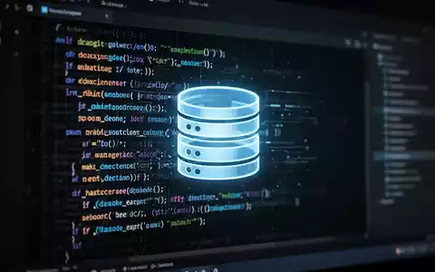 Stilisierte, leuchtende Datenbank-Ikone, subtil in digitale Markdown-Darstellung integriert, symbolisiert strukturierte Daten und Produktivität. - Foto: über boerse-global.de