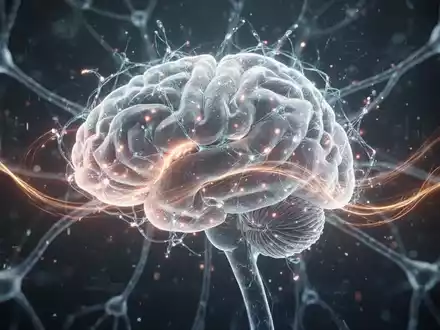 Abstrakte Darstellung eines leuchtenden menschlichen Gehirns mit vernetzten Neuronen, die Resilienz und empathische Synchronie symbolisieren. - Foto: über boerse-global.de