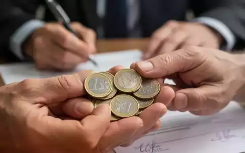 Hände halten Euro-Münzen, im Hintergrund verschwommen eine Person, die ein Dokument unterschreibt. - Foto: über boerse-global.de