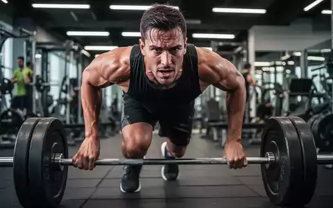 Ein Athlet schiebt einen Gewichtsschlitten in einem Fitnessstudio, dessen Muskeln angespannt sind und der konzentriert aussieht. - Foto: über boerse-global.de