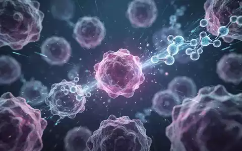 Mikroskopische Ansicht von leuchtenden Krebszellen, die von prĂ€zisen TherapiemolekĂŒlen angegriffen werden, symbolisiert neue Krebsbehandlungen. - Foto: ĂŒber boerse-global.de