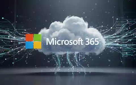 Microsoft 365-Logo verwandelt sich in Cloud-Datenströme, symbolisiert Ende des App-Store-Supports und Migration zur Cloud-Bereitstellung. - Foto: über boerse-global.de