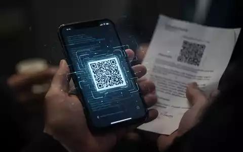 Ein Smartphone scannt einen QR-Code auf einem Brief, im Hintergrund angedeutete digitale Bedrohungen, die auf Quishing hinweisen. - Foto: über boerse-global.de