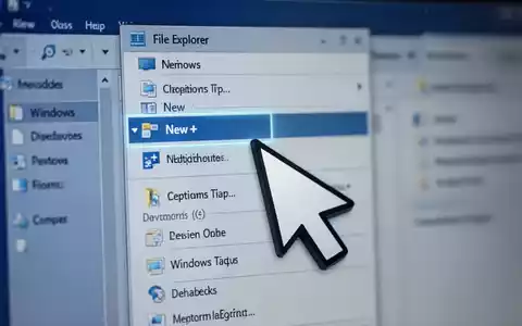Ein Computermauszeiger wählt 'Neu+' aus einem Windows-Datei-Explorer-Kontextmenü aus, symbolisiert die PowerToys-Vorlagenfunktion. - Foto: über boerse-global.de