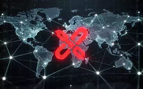 Globale Netzwerkdarstellung mit leuchtenden Linien und Knoten, überlagert mit Binärcode und rotem 'X' als Symbol für eine Löschung. - Foto: über boerse-global.de