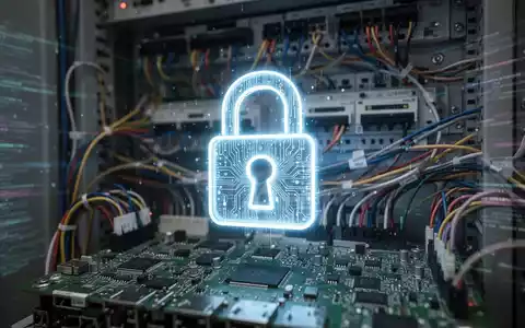 Ein leuchtendes digitales Schloss-Symbol über einer industriellen Steuerungstafel, das Cybersicherheit in OT-Systemen darstellt. - Foto: über boerse-global.de