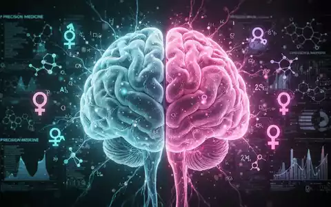 Ein stilisiertes Gehirn mit leuchtenden neuronalen Pfaden, das die geschlechts- und genderspezifische Präzisionsmedizin in der Neurologie darstellt. - Foto: über boerse-global.de