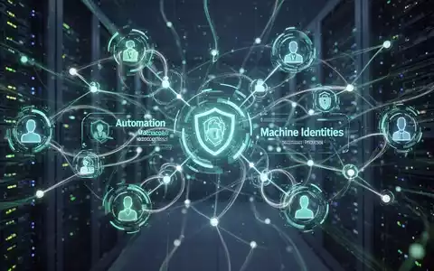Ein stilisiertes, leuchtendes Netzwerk aus verbundenen digitalen Identitäten und automatisierten Prozessen, das sichere Zugriffsverwaltung darstellt. - Foto: über boerse-global.de