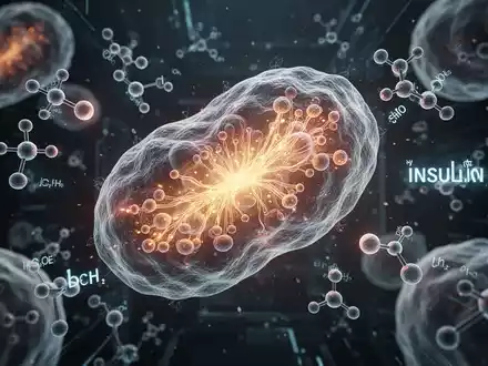 Mikroskopische Ansicht von Betazellen, umgeben von Glukose- und Insulinmolekülen, die zelluläre Mechanismen und Diabetesforschung symbolisieren. - Foto: über boerse-global.de