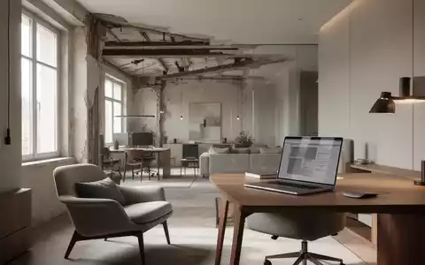 Ein modernes Homeoffice in einem hellen Wohnzimmer, das die Integration von Arbeit und Wohnraum symbolisiert. - Foto: über boerse-global.de