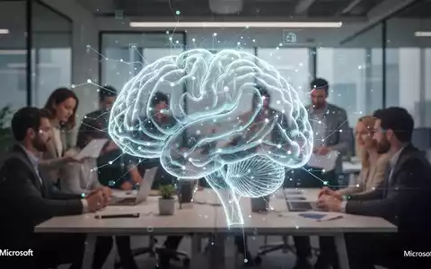 Glühende, abstrakte KI-Darstellung mit neuronalen Netzverbindungen über modernem Büro. - Foto: über boerse-global.de