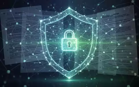 Abstrakte Darstellung vernetzter digitaler Knoten mit überlagerten Rechtsdokumenten, symbolisiert KI-Compliance und Managementstandards. - Foto: über boerse-global.de