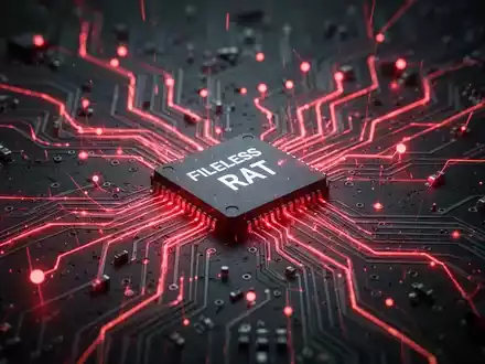 Abstrakte Darstellung einer digitalen Bedrohung, mit roten Linien und Knoten, die sich wie ein Virus durch eine Platine bewegen. - Foto: über boerse-global.de