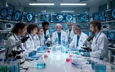 Ärzte und Wissenschaftler arbeiten in einem modernen Labor zusammen, um globale Gesundheitslösungen zu finden. - Foto: über boerse-global.de