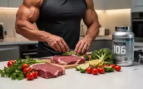 Eine Nahaufnahme zeigt die Hände einer Person, die in einer modernen Küche eine proteinreiche Mahlzeit zubereitet, mit gesunden Zutaten auf der Arbeitsplatte. - Foto: über boerse-global.de