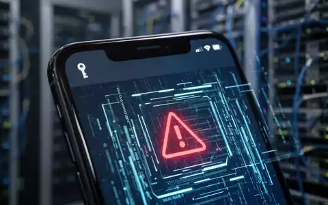 Nahaufnahme eines Smartphones mit einem Schlüsselsymbol in der Statusleiste, umgeben von digitalen Sicherheitselementen und Datenströmen. - Foto: über boerse-global.de