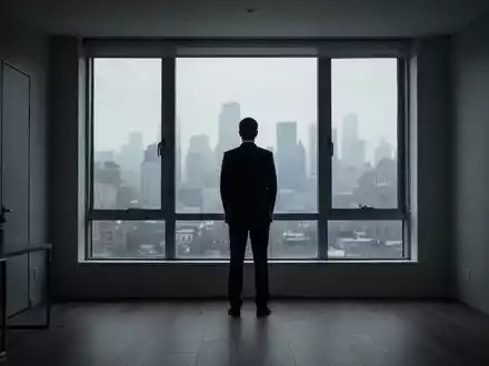 Eine einzelne, silhouettierte Person steht in einem spärlichen, modern eingerichteten Apartment und blickt aus einem Fenster. - Foto: über boerse-global.de