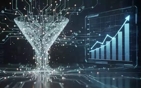 Stilisierte, leuchtende neuronale Netzwerk-Datenpipeline, die zu einem aufsteigenden digitalen Graphen fließt und KI-gesteuertes Wachstum symbolisiert. - Foto: über boerse-global.de