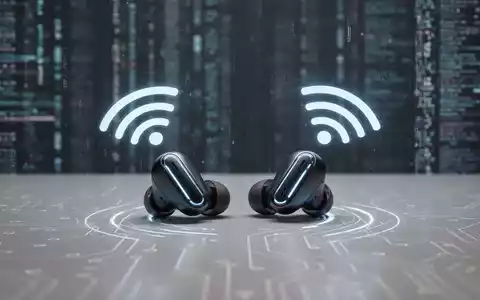 Schlanke kabellose Ohrhörer mit leuchtenden WLAN-Symbolen für hochwertige Audioverbindung und moderne Technologie. - Foto: über boerse-global.de
