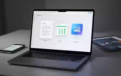 Ein Laptop zeigt eine Produktivitätsoberfläche, mit Smartphone und Tablet im Hintergrund, symbolisiert plattformübergreifende Funktionalität. - Foto: über boerse-global.de