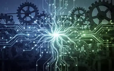 Stilisierte Darstellung eines leuchtenden neuronalen Netzes über Silhouetten von Industriemaschinen, die KI in der Industrie repräsentiert. - Foto: über boerse-global.de