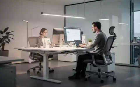 Ein ergonomisch gestalteter Arbeitsplatz mit einem höhenverstellbaren Schreibtisch, einem ergonomischen Stuhl und einem Laptop. - Foto: über boerse-global.de
