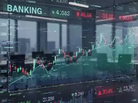 Stilisiertes, fehlerhaftes Display mit Bankdaten oder Finanzdiagramm, das Störungen im deutschen Bankensektor zeigt. - Foto: über boerse-global.de