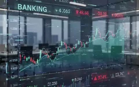 Stilisiertes, fehlerhaftes Display mit Bankdaten oder Finanzdiagramm, das Störungen im deutschen Bankensektor zeigt. - Foto: über boerse-global.de