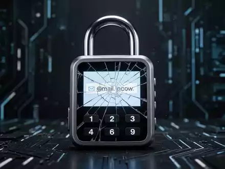 Geknacktes digitales Vorhängeschloss auf dunklem Hintergrund, Symbol für Sicherheitslücke im E-Mail-Datenschutz. - Foto: über boerse-global.de