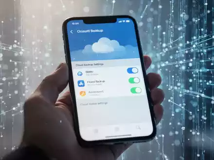 Eine Hand hält ein Smartphone mit Cloud-Backup-Einstellungen und App-Schaltern, symbolisiert Datenkontrolle. - Foto: über boerse-global.de