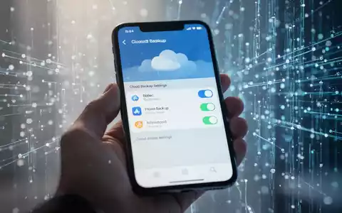 Eine Hand hält ein Smartphone mit Cloud-Backup-Einstellungen und App-Schaltern, symbolisiert Datenkontrolle. - Foto: über boerse-global.de