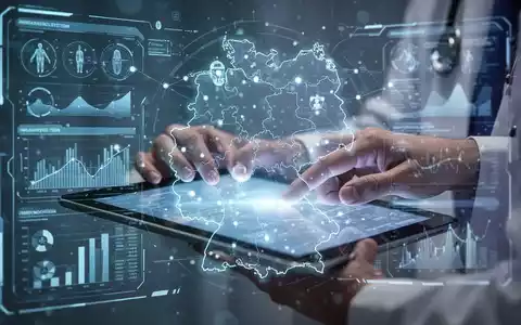 Stilisierte digitale Oberfläche mit medizinischen Daten und einer schwachen Deutschlandkarte, die das elektronische Patientendatensystem repräsentiert. - Foto: über boerse-global.de