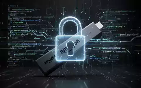 Digitales Vorhängeschloss über einem leuchtenden Amazon Fire TV Stick, symbolisiert eingeschränkten Zugriff und verbesserte Sicherheitsmaßnahmen im neuen Vega OS. - Foto: über boerse-global.de