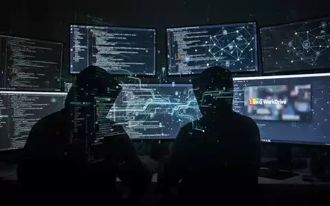 Eine Schattenfigur in einem dunklen Raum, erleuchtet von mehreren Bildschirmen mit Code und Netzwerkdiagrammen, symbolisiert Cyber-Spionage. - Foto: über boerse-global.de