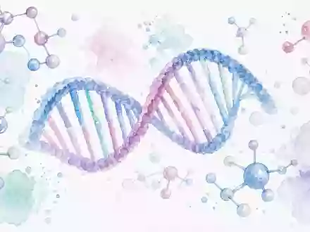 Aquarell zeigt stilisierte DNA-Doppelhelix und Moleküle in Pastell-Farbtönen. Merck KGaA, ISIN DE0006599905 - Foto: THN