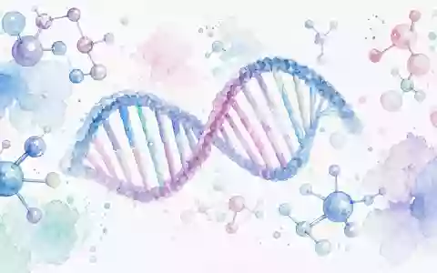 Aquarell zeigt stilisierte DNA-Doppelhelix und Moleküle in Pastell-Farbtönen. Merck KGaA, ISIN DE0006599905 - Foto: THN