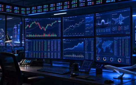 Trading-Screens mit MDAX-Chart und Luftfahrt-Aktienindex im Büro. MTU Aero Engines AG, ISIN DE000A0D9PT0 - Foto: THN