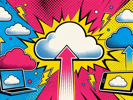 SAP SE (DE0007164600) Pop-Art-Comic-Cloud-Symbole im Halftone-Raster mit leuchtenden, knalligen Pop-Farben und kräftigen Konturen - Foto: THN
