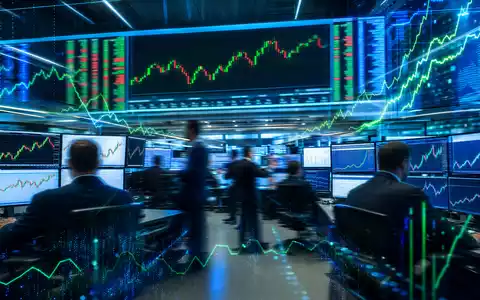 Porsche AG Aktie DE000PAG9113 im DAX: Trading Floor Editorial mit abstrakten Kurslinien auf Monitoren - Foto: THN