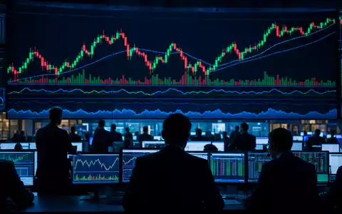 Qiagen N.V. (NL0012169213) Biotech-Index-Tafel mit Trader-Silhouetten, dynamischen Kurslinien und Bildschirmen im Börsen-Editorial-Stil - Foto: THN