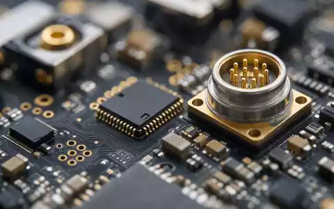 Makroaufnahme einer Platine mit goldenen Kontakten veranschaulicht Präzisionstechnik der Siemens AG DE0007236101 in Digital Industries - Foto: THN