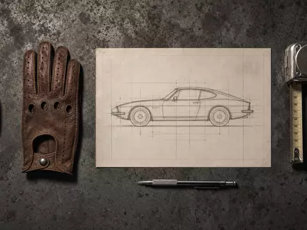 Volkswagen AG Vz (DE0007664039) – Flatlay zeigt Autoschlüssel, Lederhandschuh und Karosserie-Skizze auf Werkstattboden - Foto: THN