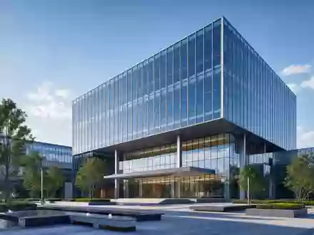 Dieses Architektur-Render eines gläsernen Bürogebäudes steht sinnbildlich für die digitale Ausrichtung von Scout24 SE (DE000A12DM80) - Foto: THN