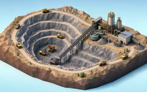 Almonty Industries Inc veranschaulicht den Minenbetrieb CA0203987072 als isometrisches Low-Poly-Diorama mit Förderanlage - Foto: THN