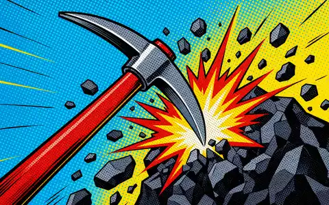 Almonty Industries Inc zeigt den Wolfram-Abbau CA0203987072 als Pop-Art-Comic mit Spitzhacke im Halftone-Raster. - Foto: THN