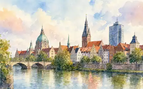 TUI AG (DE000TUAG505) notiert im MDAX an der Xetra, Firmensitz Hannover, hier als Aquarell-Stadtansicht dargestellt - Foto: THN