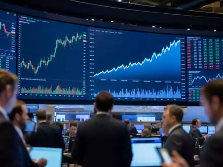 Zalando SE (DE000ZAL1111) – Trading-Floor mit MDAX-Anzeigetafel, E-Commerce-Charts und Händlern im Vordergrund - Foto: THN
