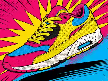 Zalando SE (DE000ZAL1111) – Sneaker im Pop-Art-Stil mit Halftone-Punkten, knalligen Farben und Comic-Speedlines - Foto: THN